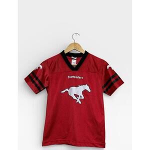 Vintage Rare Calgary Stampeders CFL Football Jersey Red V-Neck Youth M